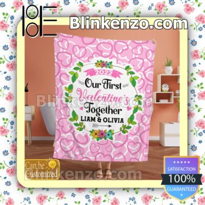Personalized Our First Valentine's Together Customized Handmade Blankets a