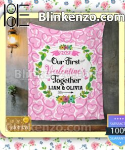 Personalized Our First Valentine's Together Customized Handmade Blankets y