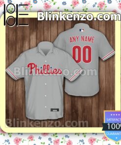 Personalized Philadelphia Phillies Baseball Gray Summer Hawaiian Shirt, Mens Shorts