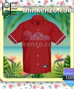 Personalized Philadelphia Phillies Baseball Red Summer Hawaiian Shirt, Mens Shorts a