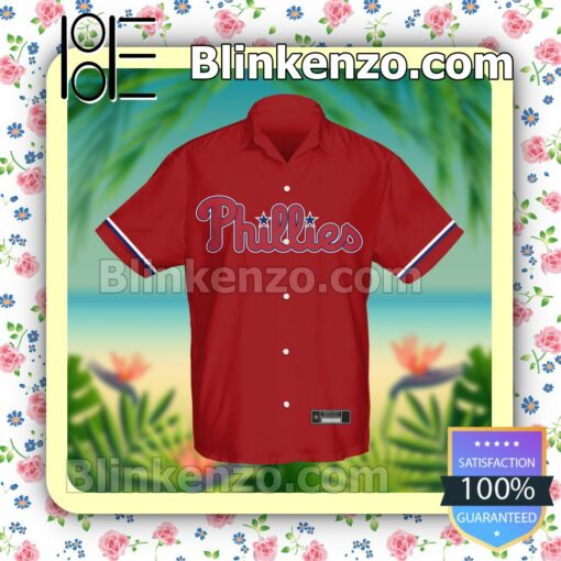 Personalized Philadelphia Phillies Baseball Red Summer Hawaiian Shirt, Mens Shorts a