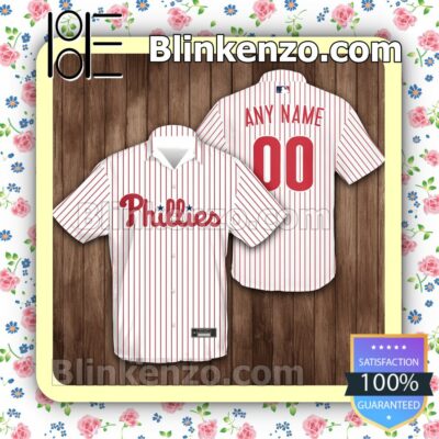 Personalized Philadelphia Phillies Baseball White Summer Hawaiian Shirt, Mens Shorts