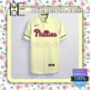 Personalized Philadelphia Phillies Beige Summer Hawaiian Shirt, Mens Shorts