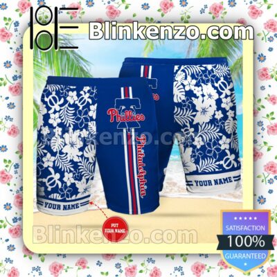 Personalized Philadelphia Phillies  Cobalt Summer Hawaiian Shirt, Mens Shorts