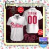 Personalized Philadelphia Phillies Pinstripe White Summer Hawaiian Shirt, Mens Shorts