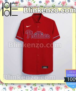 Personalized Philadelphia Phillies Red Summer Hawaiian Shirt, Mens Shorts