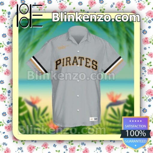 Personalized Pittsburgh Pirates Baseball Gray Summer Hawaiian Shirt, Mens Shorts a
