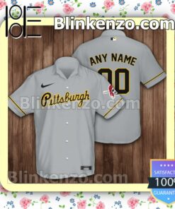 Personalized Pittsburgh Pirates Grey Summer Hawaiian Shirt, Mens Shorts