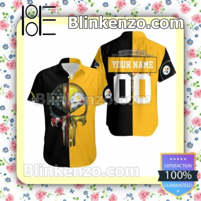Personalized Pittsburgh Steelers American Skull Black And Yellow Summer Shirt