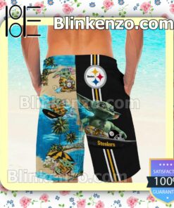 Personalized Pittsburgh Steelers Baby Yoda Mens Shirt, Swim Trunk a