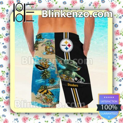 Personalized Pittsburgh Steelers Baby Yoda Mens Shirt, Swim Trunk a