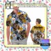 Personalized Pittsburgh Steelers Tropical Floral America Flag Aloha Mens Shirt, Swim Trunk