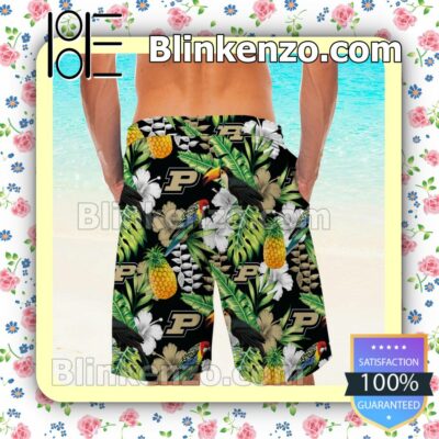 Personalized Purdue Boilermakers Parrot Floral Tropical Mens Shirt, Swim Trunk a