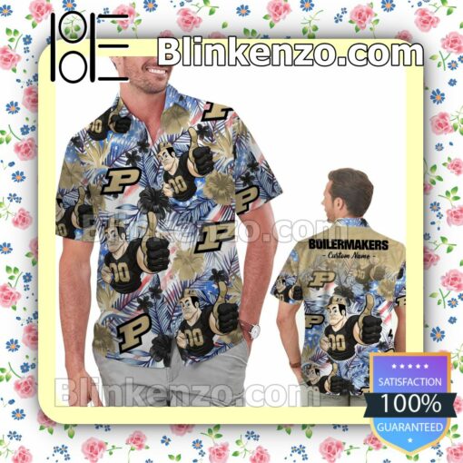 Personalized Purdue Boilermakers Tropical Floral America Flag For NCAA Football Lovers Purdue University Mens Shirt, Swim Trunk