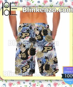 Personalized Purdue Boilermakers Tropical Floral America Flag For NCAA Football Lovers Purdue University Mens Shirt, Swim Trunk a