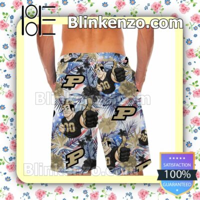 Personalized Purdue Boilermakers Tropical Floral America Flag For NCAA Football Lovers Purdue University Mens Shirt, Swim Trunk a