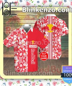 Personalized Red Bull Racing Flowery Red Summer Hawaiian Shirt, Mens Shorts