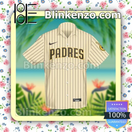 Personalized San Diego Padres Baseball Pinstripe Baseball Summer Hawaiian Shirt, Mens Shorts a