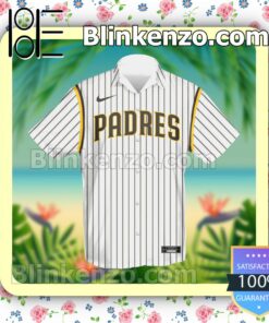 Personalized San Diego Padres Baseball Pinstripe Baseball White Summer Hawaiian Shirt, Mens Shorts a