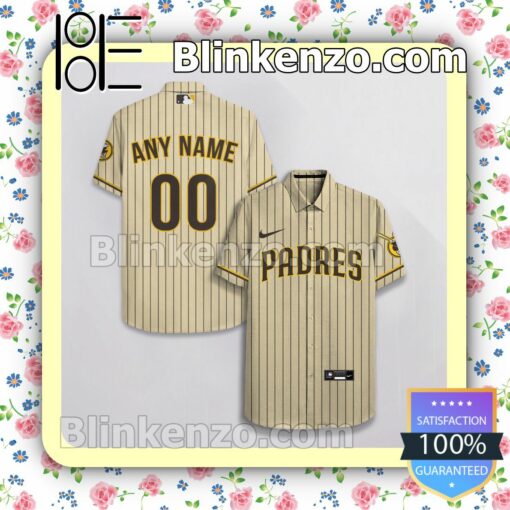 Personalized San Diego Padres Beige Summer Hawaiian Shirt, Mens Shorts a