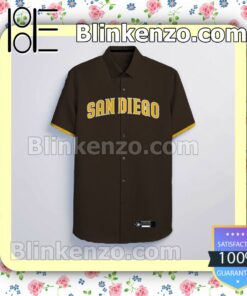 Personalized San Diego Padres Brown Logo Branded Summer Hawaiian Shirt, Mens Shorts