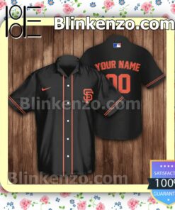 Personalized San Francisco Giants Baseball Black Logo Branded Summer Hawaiian Shirt, Mens Shorts