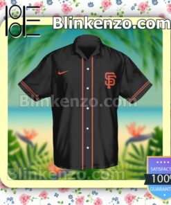 Personalized San Francisco Giants Baseball Black Logo Branded Summer Hawaiian Shirt, Mens Shorts a