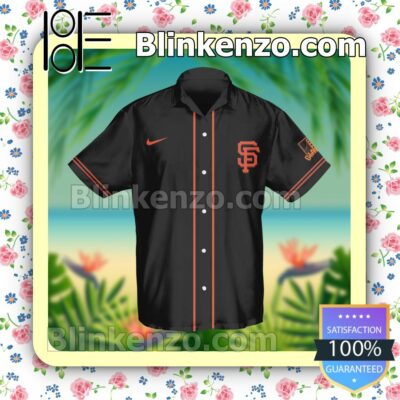 Personalized San Francisco Giants Baseball Black Summer Hawaiian Shirt, Mens Shorts a