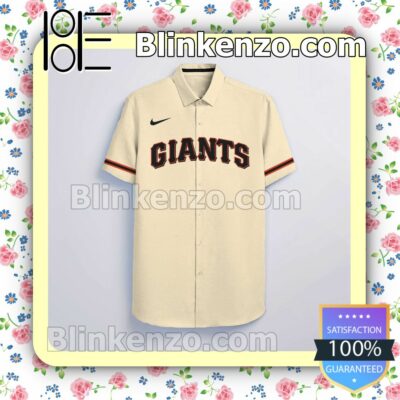 Personalized San Francisco Giants Beige Summer Hawaiian Shirt, Mens Shorts