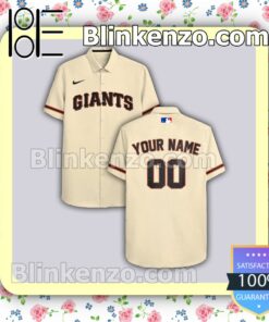 Personalized San Francisco Giants Beige Summer Hawaiian Shirt, Mens Shorts a