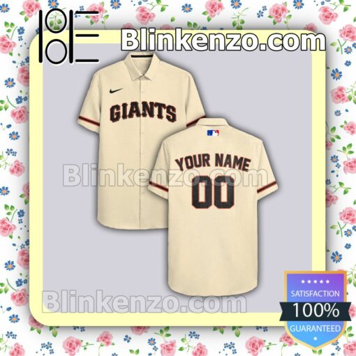 Personalized San Francisco Giants Beige Summer Hawaiian Shirt, Mens Shorts a