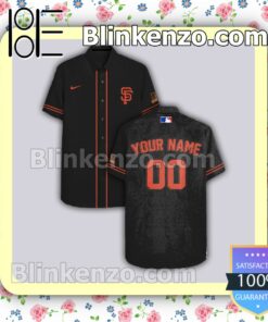 Personalized San Francisco Giants Black Logo Branded Summer Hawaiian Shirt, Mens Shorts a