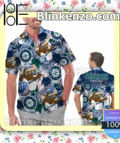 Personalized Seattle Mariners Tropical Floral America Flag For MLB Football Lovers Mens Shirt, Swim Trunk