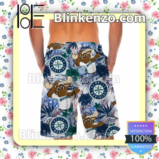 Personalized Seattle Mariners Tropical Floral America Flag For MLB Football Lovers Mens Shirt, Swim Trunk a