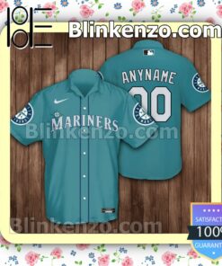 Personalized Seattle Mariners With Team Logo Dark Turquoise Summer Hawaiian Shirt, Mens Shorts