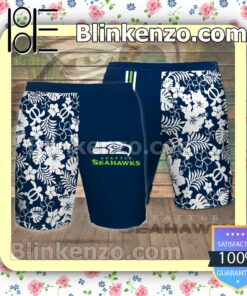 Personalized Seattle Seahawks Flowery Navy Summer Hawaiian Shirt, Mens Shorts a