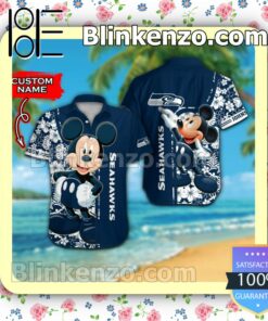 Personalized Seattle Seahawks & Mickey Mouse Mens Shirt, Swim Trunk