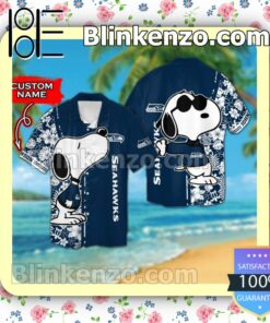 Personalized Seattle Seahawks & Snoopy Mens Shirt, Swim Trunk