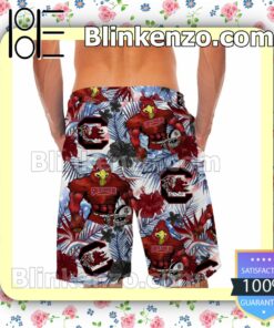 Personalized South Carolina Gamecocks Tropical Floral America Flag For NCAA Football Lovers Mens Shirt, Swim Trunk a