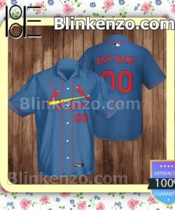 Personalized St. Louis Cardinals Baseball Blue Summer Hawaiian Shirt, Mens Shorts