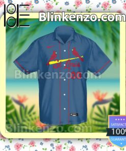 Personalized St. Louis Cardinals Baseball Blue Summer Hawaiian Shirt, Mens Shorts a