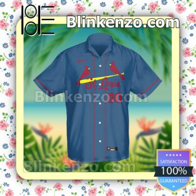 Personalized St. Louis Cardinals Baseball Blue Summer Hawaiian Shirt, Mens Shorts a