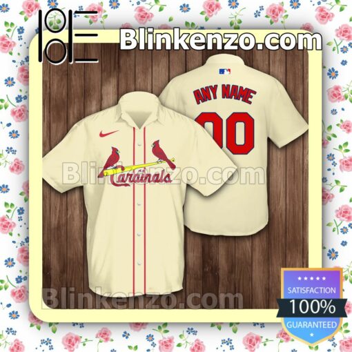 Personalized St. Louis Cardinals Baseball Gold Summer Hawaiian Shirt, Mens Shorts