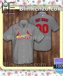 Personalized St. Louis Cardinals Baseball Grey Summer Hawaiian Shirt, Mens Shorts