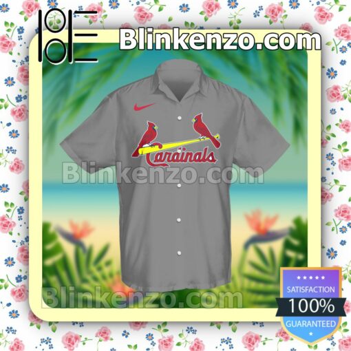 Personalized St. Louis Cardinals Baseball Grey Summer Hawaiian Shirt, Mens Shorts a