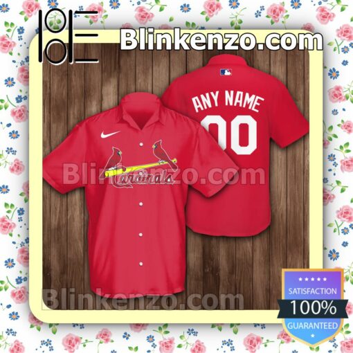 Personalized St. Louis Cardinals Baseball Red Summer Hawaiian Shirt, Mens Shorts