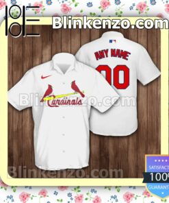 Personalized St. Louis Cardinals Baseball White Summer Hawaiian Shirt, Mens Shorts