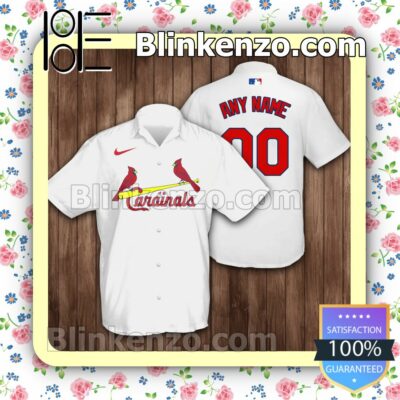 Personalized St. Louis Cardinals Baseball White Summer Hawaiian Shirt, Mens Shorts