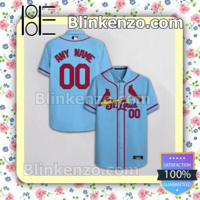 Personalized St. Louis Cardinals Blue Summer Hawaiian Shirt, Mens Shorts a