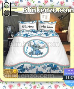 Personalized Stitch Autism Awareness Blue White Queen King Quilt Blanket Set a